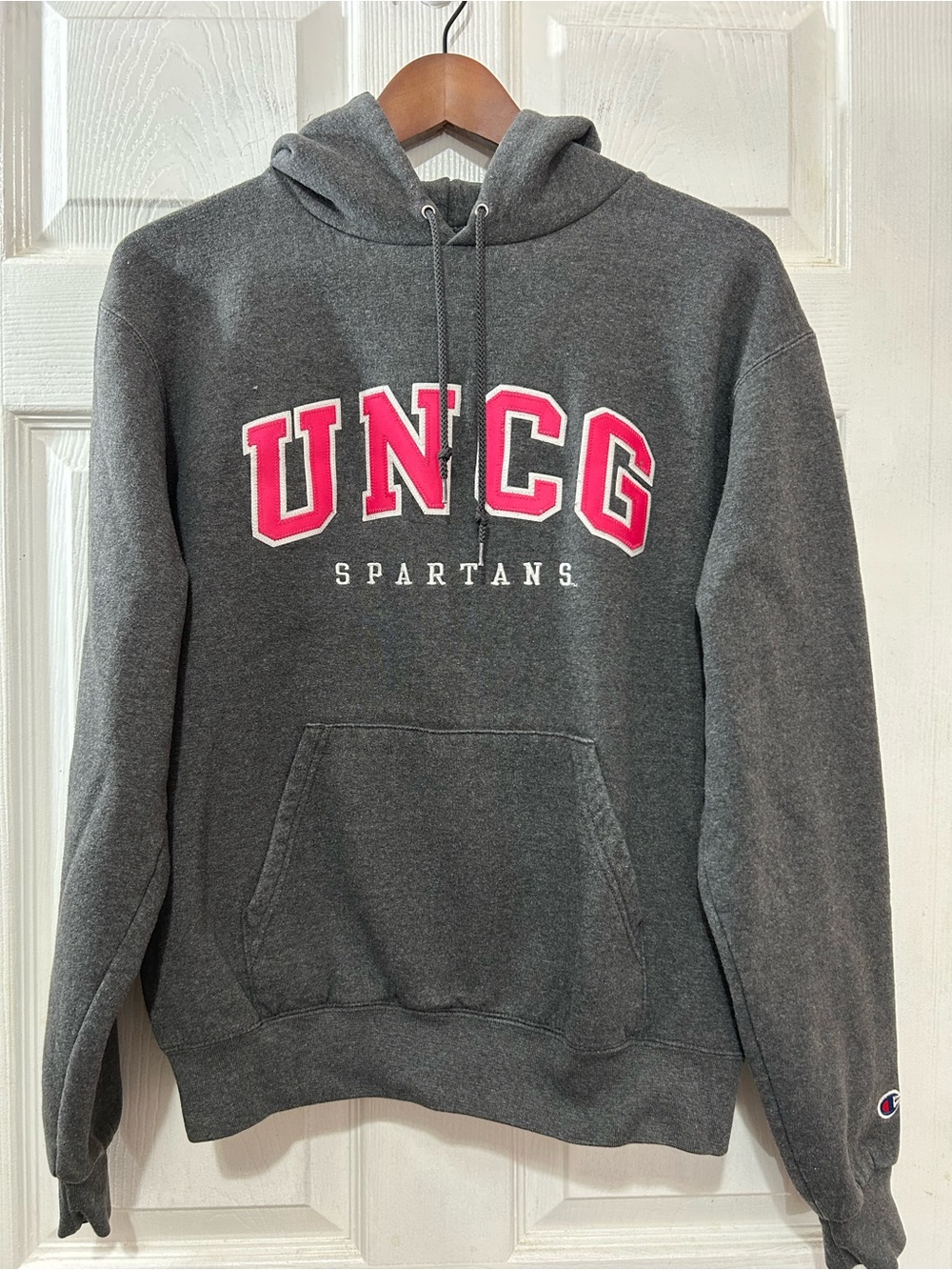 UNCG Spartans Champion Eco Fleece Hoodie Gray Small Collegiate University Pink